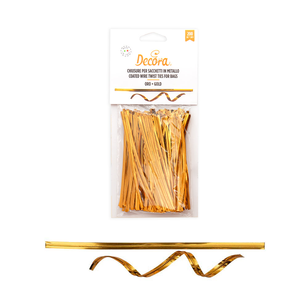 Verschlüsse für Geschenktüte - gold - 200 Stk