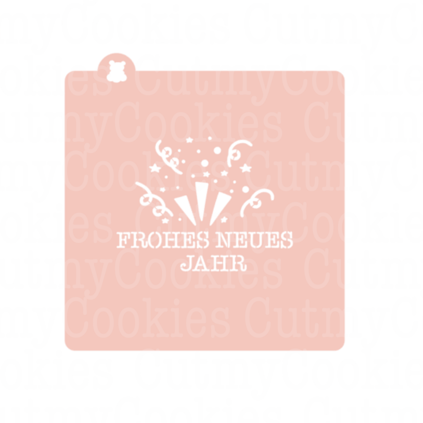 Schablone Frohes neues Jahr mit Feuerwerk