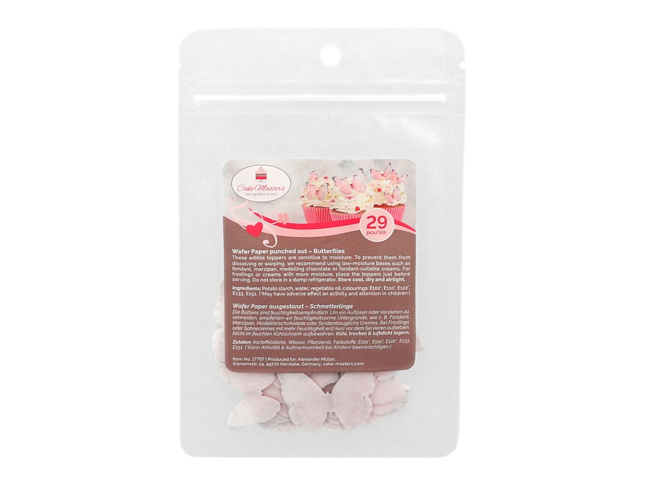 Esspapier - Wafer Papier - Schmetterlinge rosa
