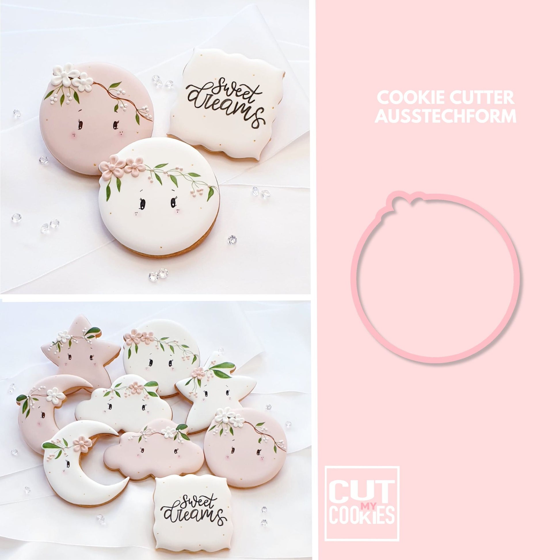 Ausstechform Vollmond mit Blume
