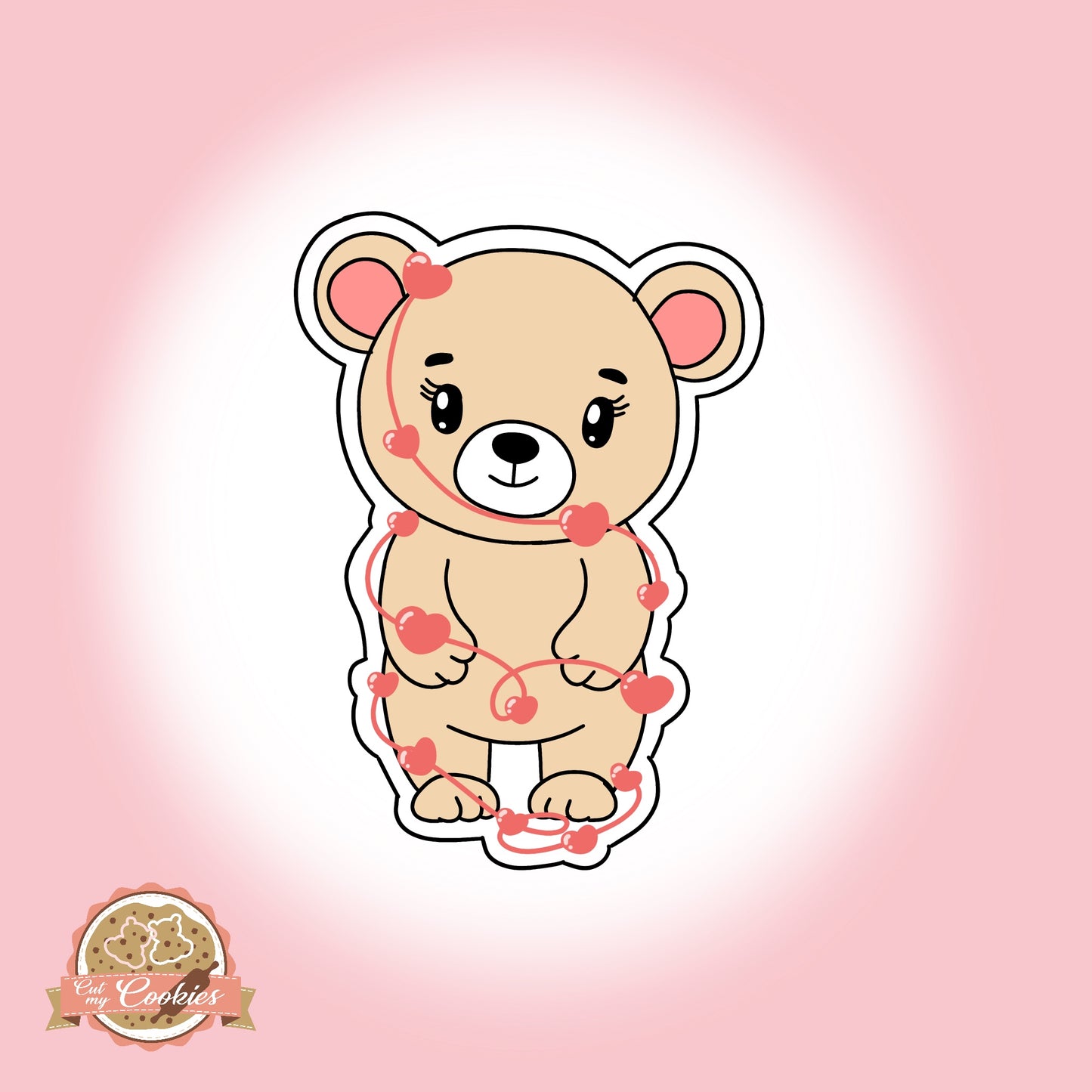 Ausstechform Bär Valentine mit Lichterkette
