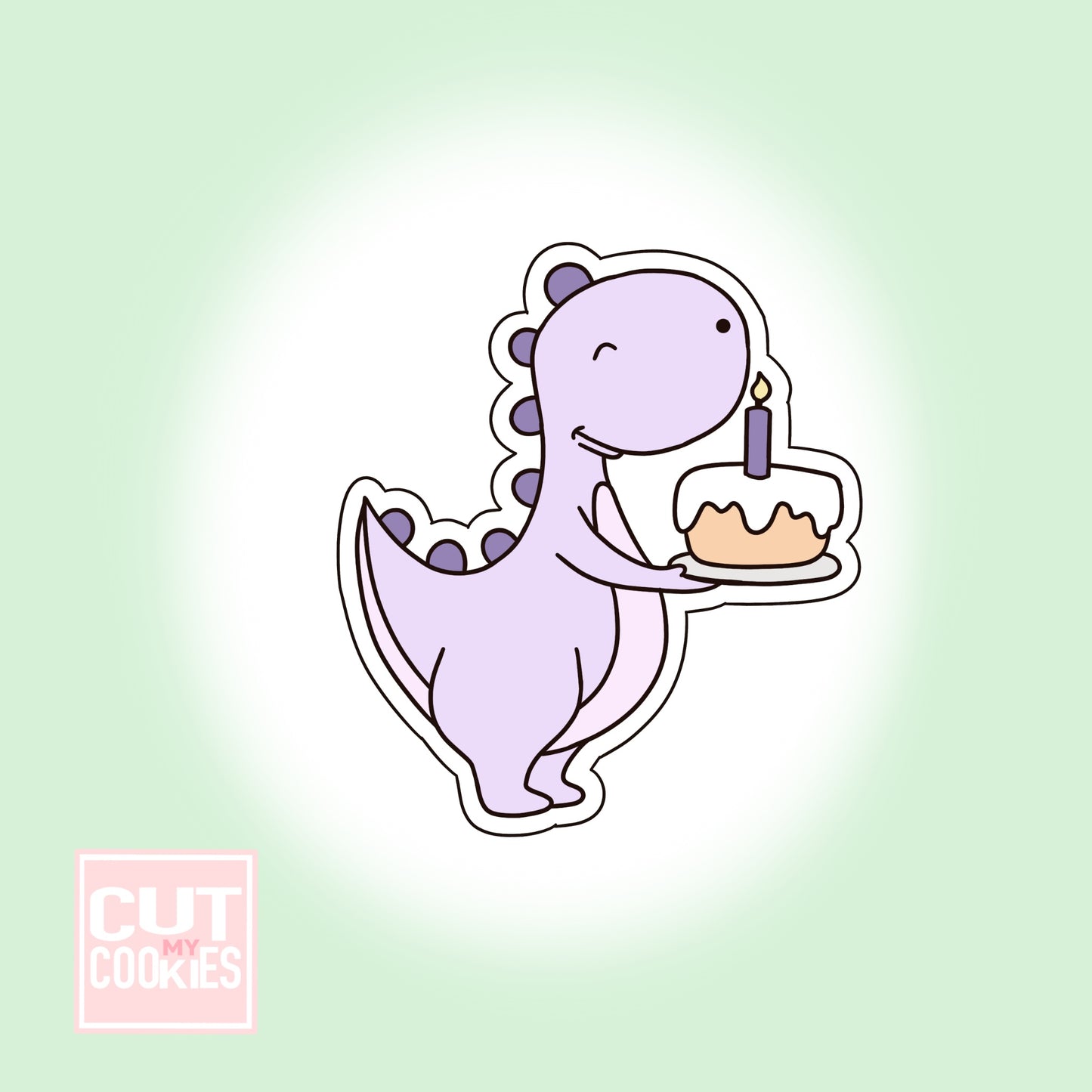 Cookie cutter Dino with cake