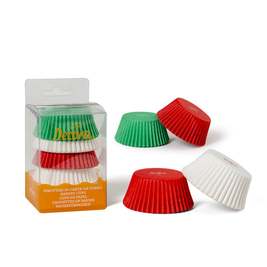 Decora Cupcake Backförmchen weiss, rot und grün - 75Stk