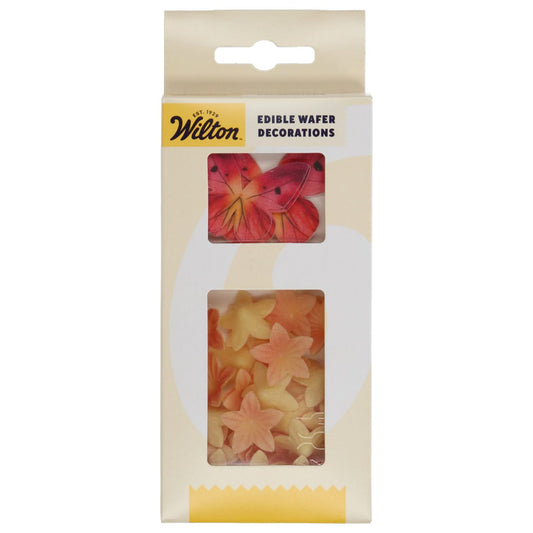 Wilton Essbare Schmetterlinge und Blumen - Wafer Papier - Orange Pink - 30-teilig