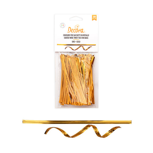 Verschlüsse für Geschenktüte - gold - 200 Stk