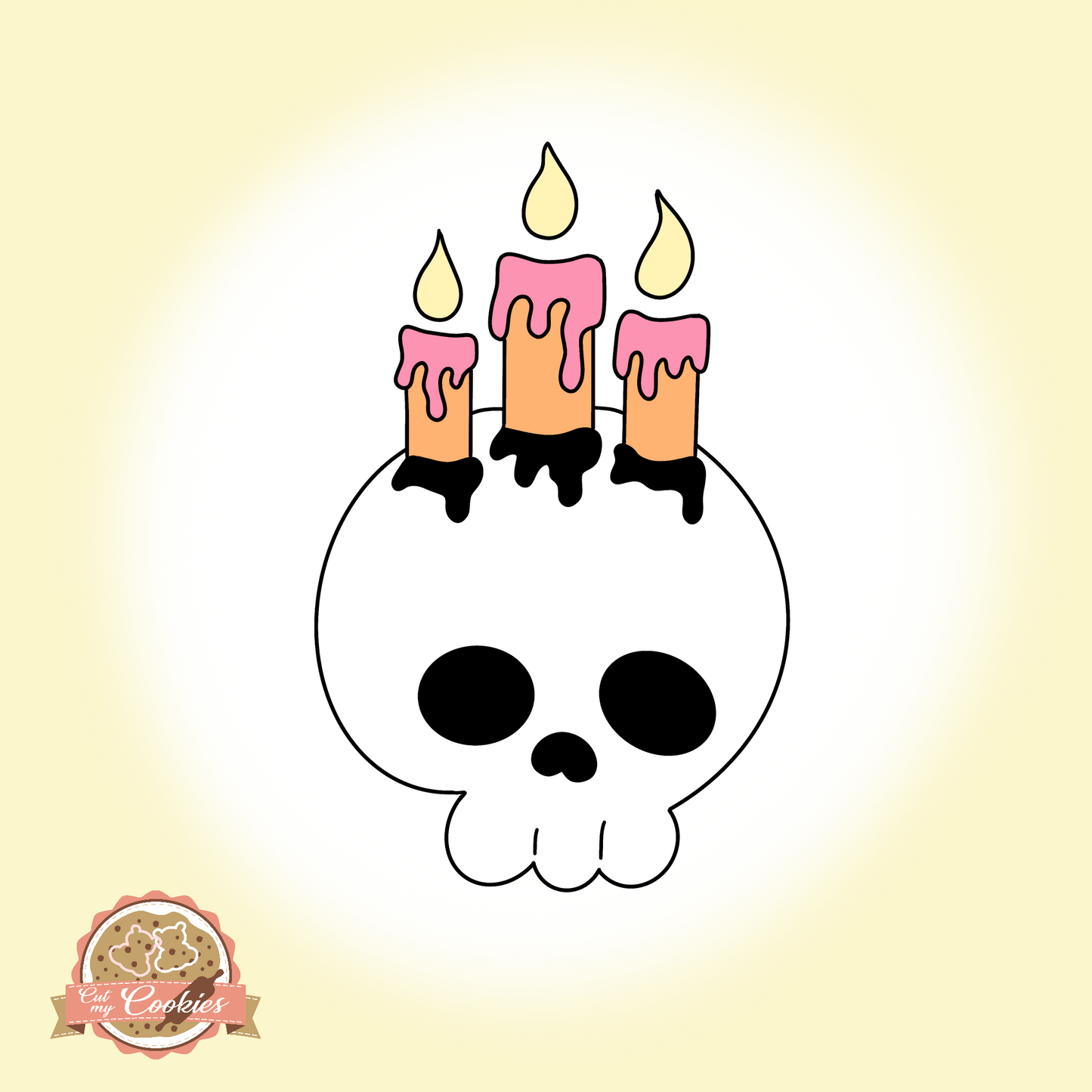 Ausstechform Totenkopf mit Kerzen
