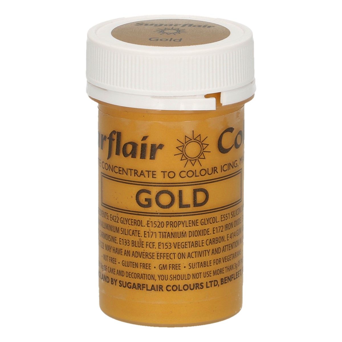 Sugarflair Paste -  Lebensmittelfarbe - Satin Gold - 25g