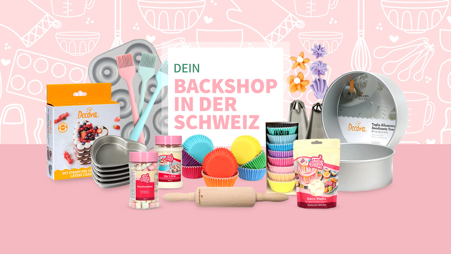 BackshopSchweiz - von der Tortenplatte, Backform, Tortentopper, Backmischung, Cupcake Topper, Tortenständer, Backmatte bis zu Zuckerstreusel, hier findest du alles. 