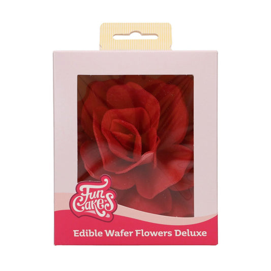 Funcakes Essbare Papierblumen Deluxe Rose Pastella Rot - Gross