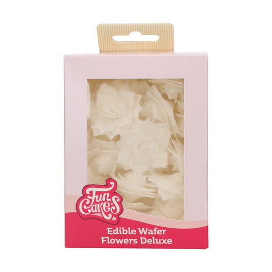 Funcakes Essbare Papierblumen - Deluxe Rose Pastella weiss - medium 
