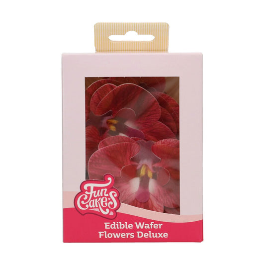 Funcakes Essbare Papierblumen Deluxe Orchidee Rot - Mittel