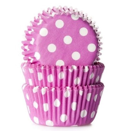 House of Marie Cupcake Backförmchen in pink mit Punkten - Polka Dots - 60 Stk