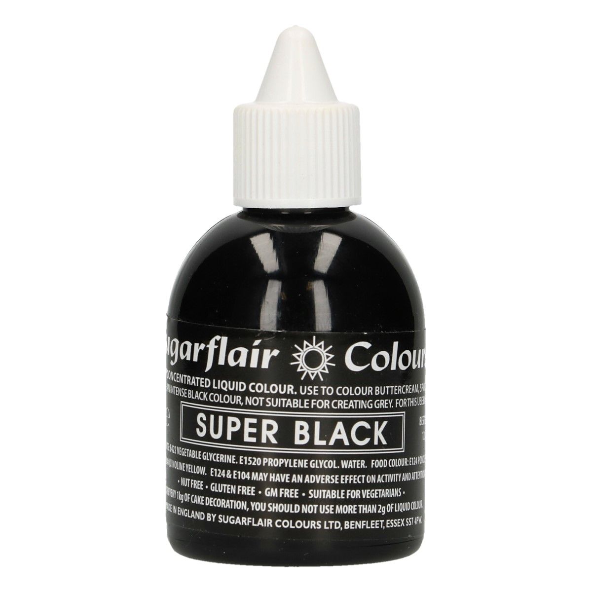 Sugarflair flüssige Farbe in Schwarz - 60ml