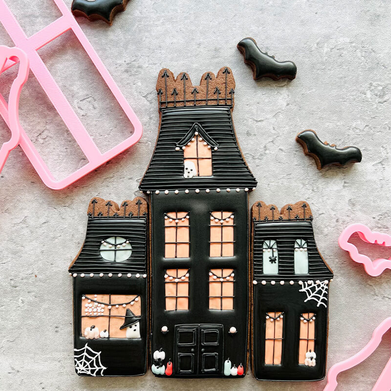 Lissie Lou Ausstechform samt Stempel - Puzzle Halloween Häuser