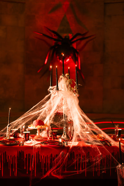 PartyDeco Spinnennetz mit Spinnen - Halloween