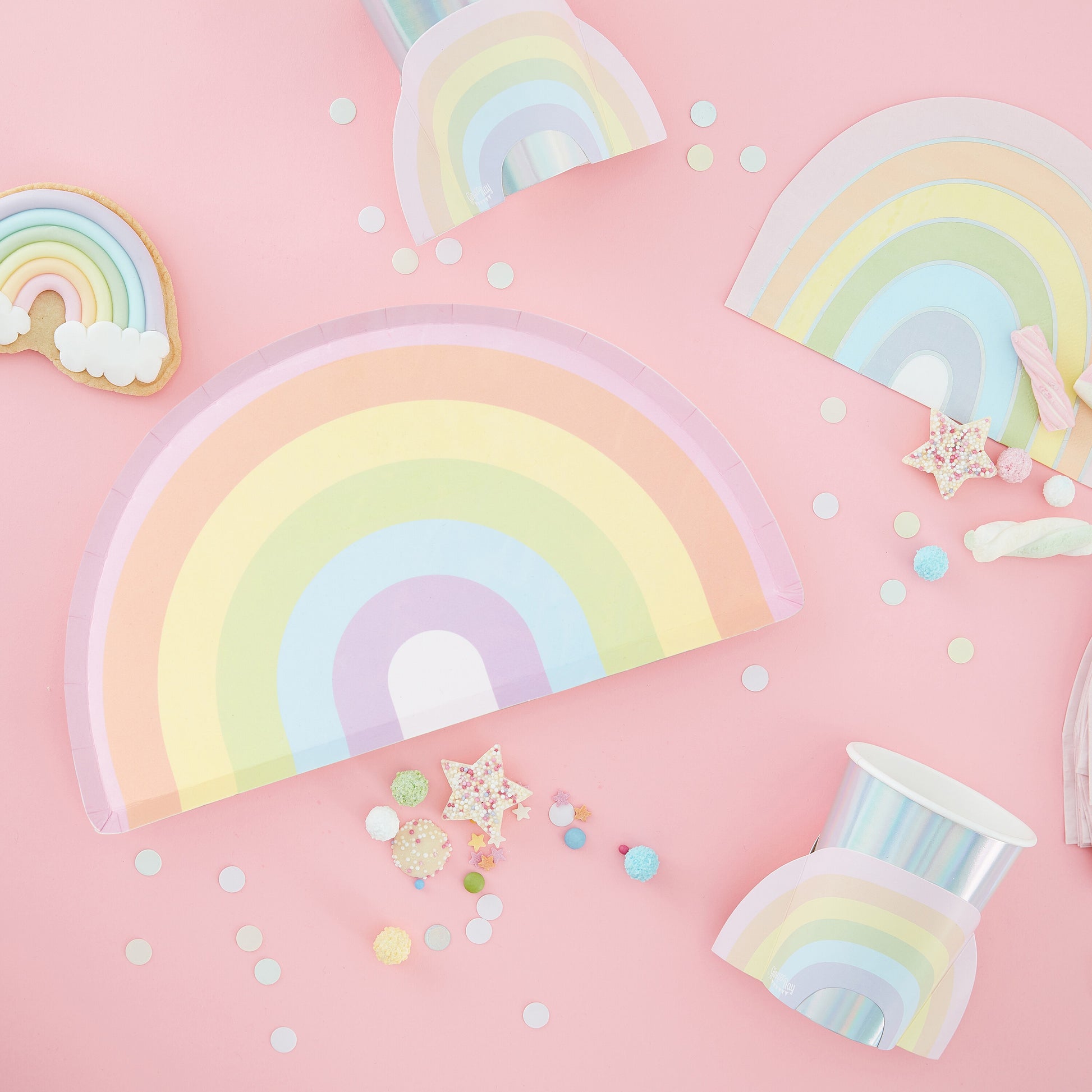 Pappteller - Regenbogen, 8 Stück