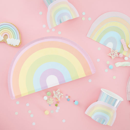 Pappteller - Regenbogen, 8 Stück