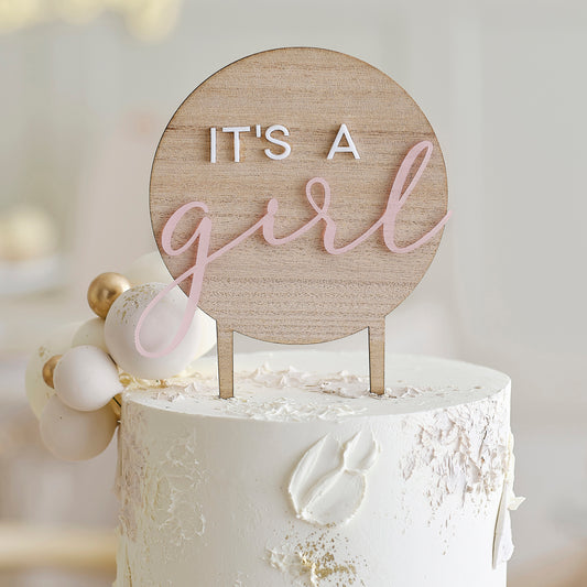 Tortentopper - Kuchentopper - aus Holz - It's a Girl