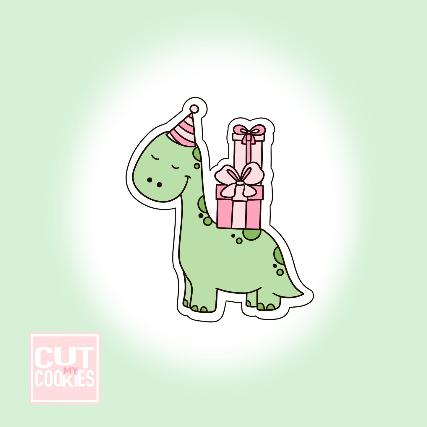 Cookie cutter Dino with gifts