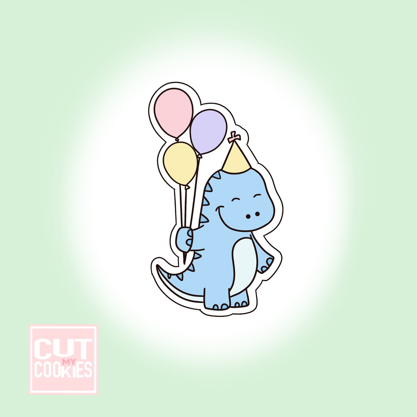 Cookie cutter Dino with balloon