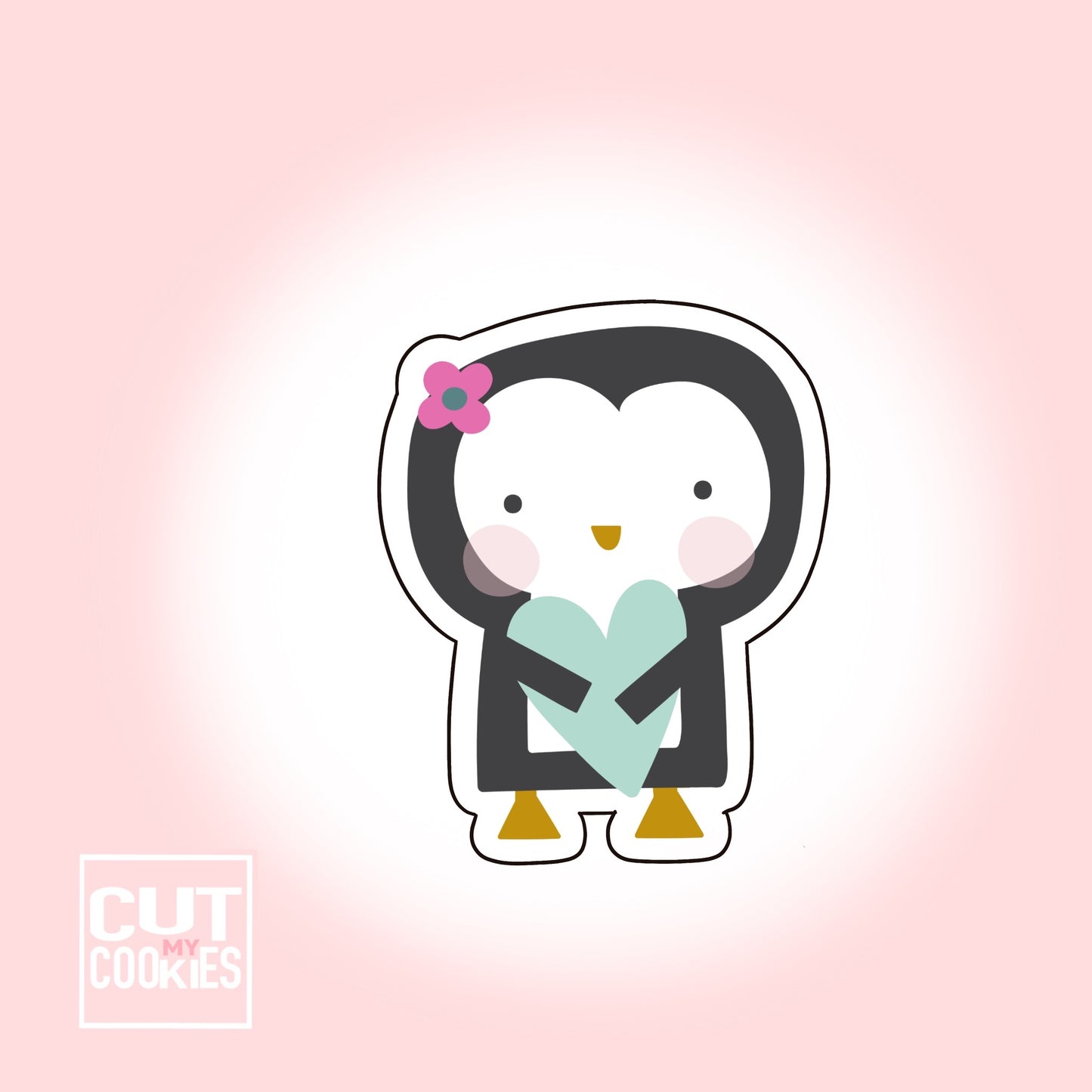 Cookie cutter penguin with heart