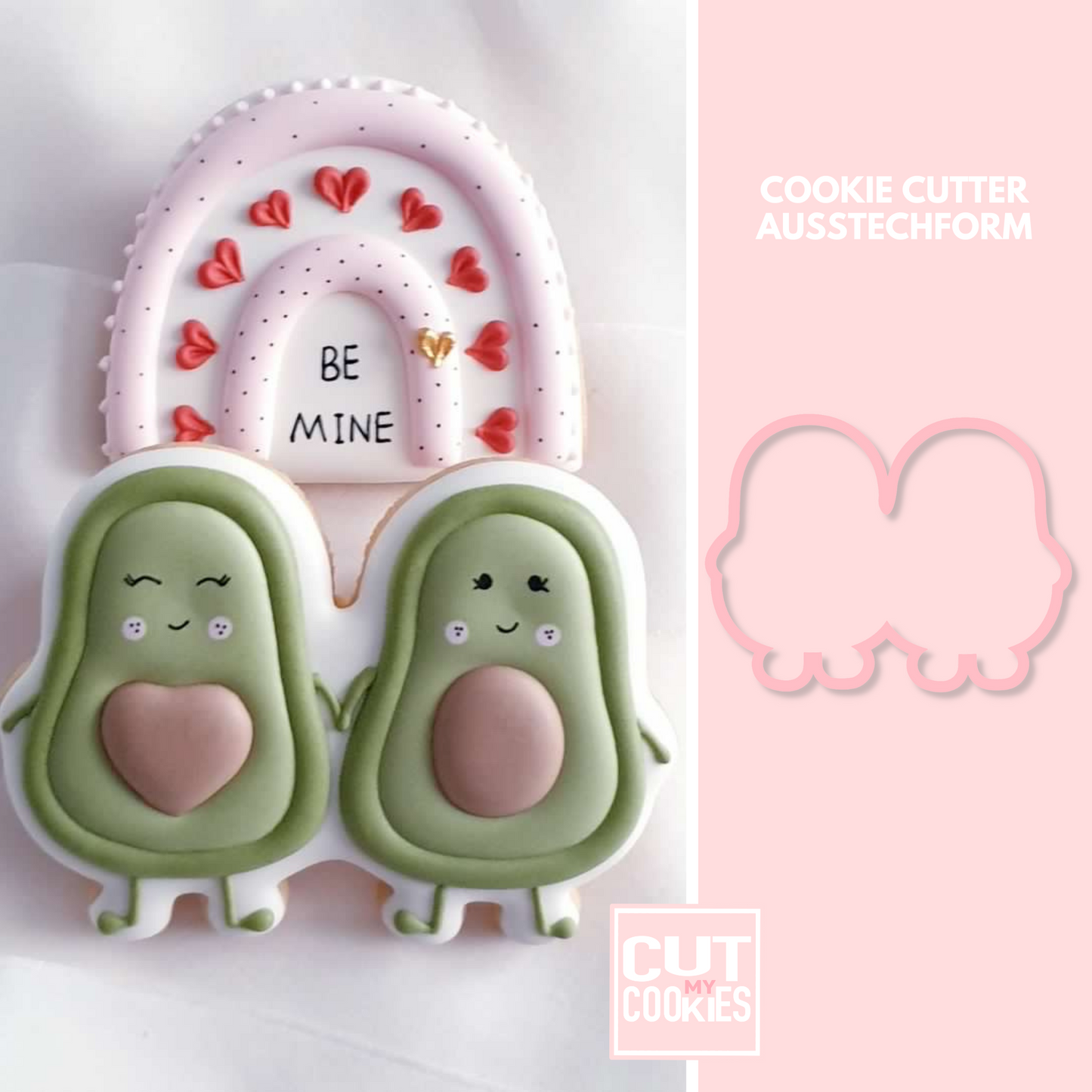 Cookie cutter Avocados in Love
