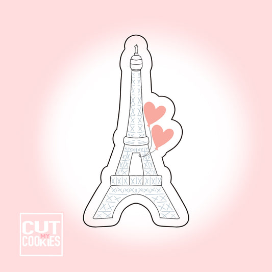 Cookie cutter Eiffel Tower with heart balloon