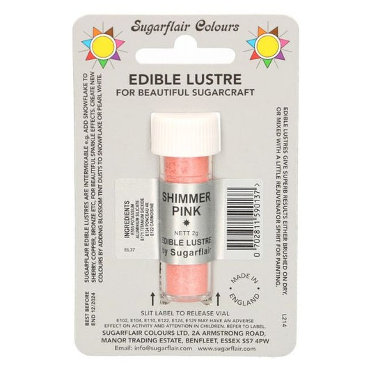 Sugarflair Lebensmittelfarbe Glanz Pulver - Schimmerndes Pink