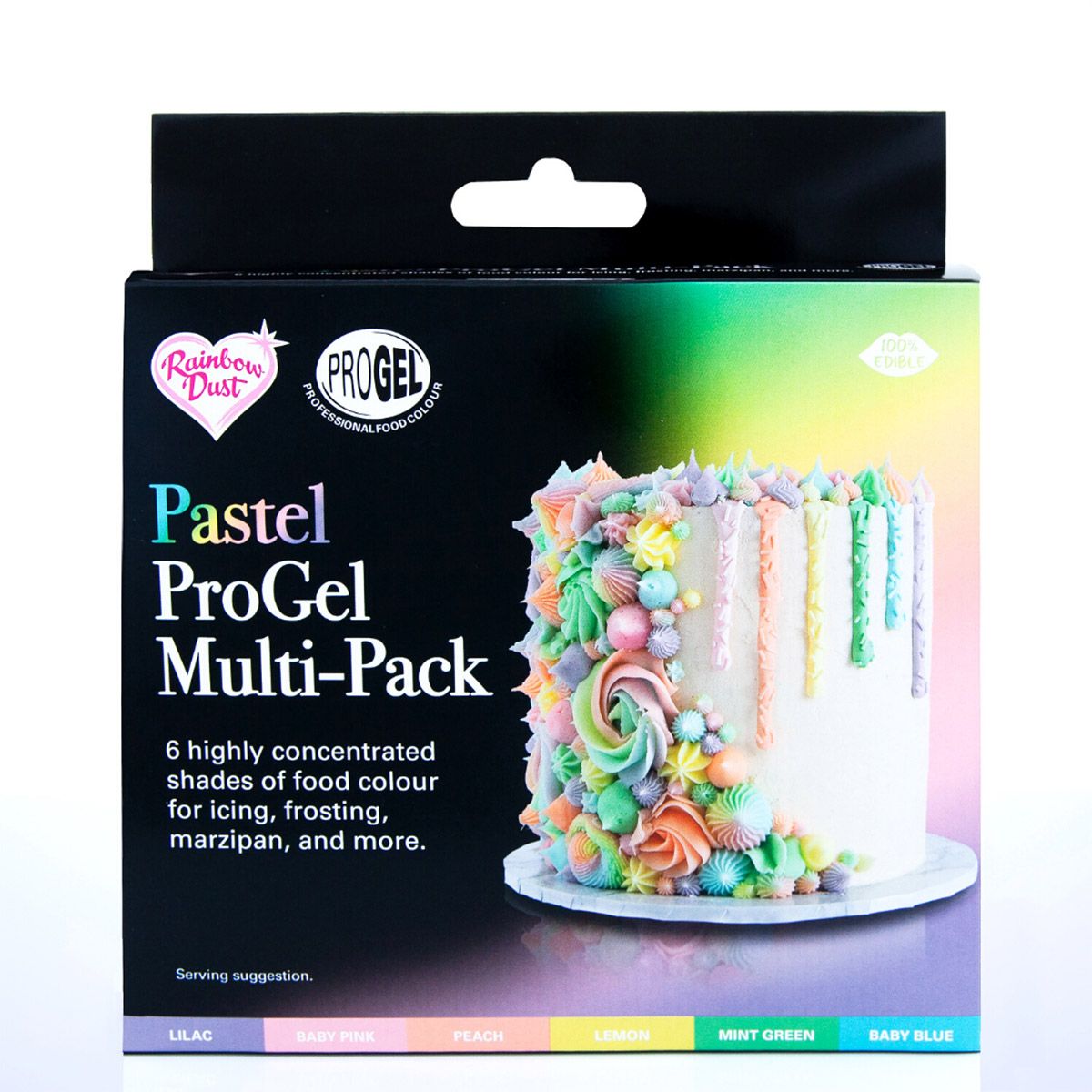 Rainbow Dust ProGel Lebensmittelfarben - Set - Pastell 
